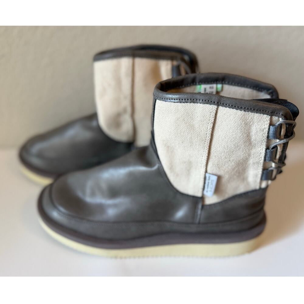 NWT Suicoke Faux Leather Lace-Up Ankle Winter Snow Boots Gray Women's Size US 6